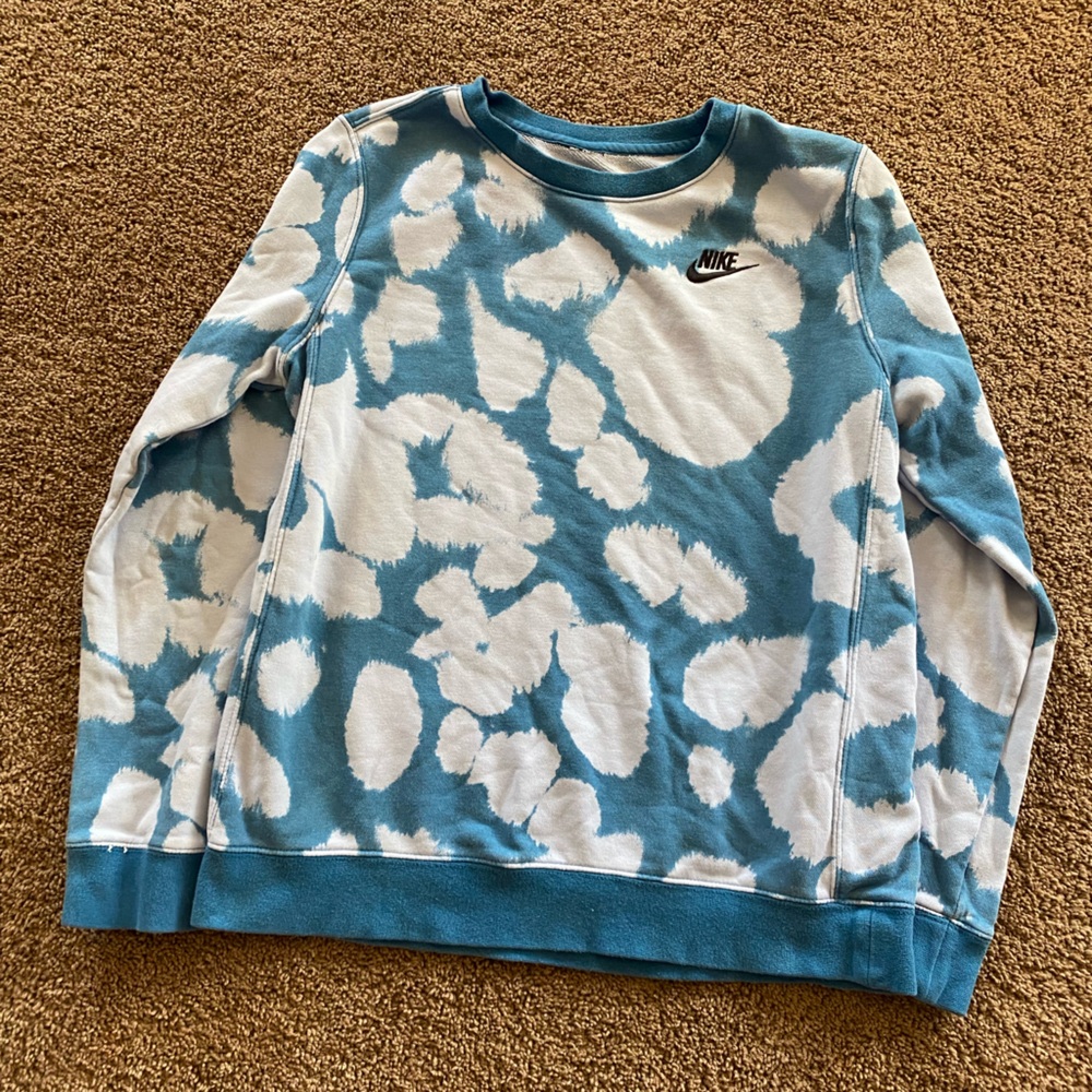 Nike Teal and White Patterned Sweatshirt